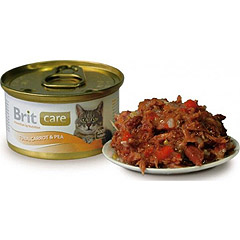 Brit Cate Tuna, Carrot & Pea Консервы для Кошек с тунцом, морковью и горошком 80гр