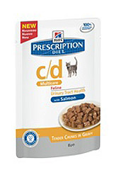 Hill's PD Feline C/D Multicare with Salmon Хиллс Диета пауч для кошек профилактика МКБ струвиты (с лососем) 85гр х 12шт