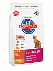Hill's SP Feline Adult Sensitive Skin Хиллс сухой корм для взрослых кошек с чувствительной кожей со вкусом курицы