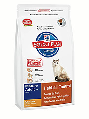 Hill's SP Feline Mature Hairball Control Хиллс сухой корм для пожилых кошек со вкусом курицы Вывод шерсти из желдука