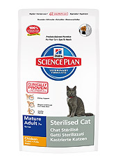 Hill's SP Feline Mature SterilisedCat Хиллс сухой корм для пожилых стерилизованных кошек со вкусом курицы