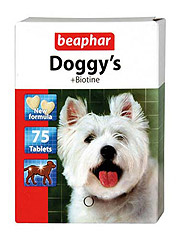 Беафар Doggy`s+Biotin Витаминизированное лакомство для собак 75таб.