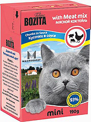 BOZITA Mini Meat Mix Tetra Recart консервы для кошек кусочки в соусе Мясной Микс