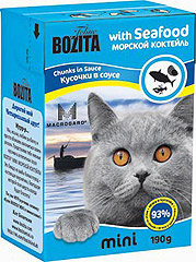 BOZITA Mini Seafood Tetra Recart консервы для кошек кусочки в соусе Морской коктейль