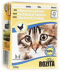 BOZITA Feline Chicken & Turkey Sauce консервы для кошек Кусочки в соусе Курица и индейка