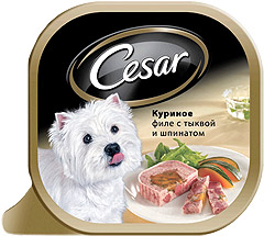 Cesar (Цезарь) консервы для собак Куриное филе/тыква/шпинат