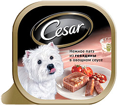 Cesar (Цезарь) консервы для собак Нежное пате Говядина/овощи
