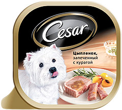 Cesar (Цезарь) консервы для собак Цыпленок, запеченный с курагой