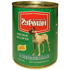 Четвероногий гурман  Мясное ассорти для собак мясо с перепелкой 340 гр. х 12 шт.
