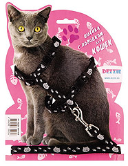 DEZZIE Комплект для крупных кошек шлейка 1х34-57см + поводок 1х120см