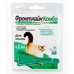 Фронтлайн Комбо Капли для кошек от блох и клещей 0,5мл