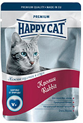 Happy Cat (Хэппи Кэт) консервы для кошек Нежные кусочки в соусе Кролик (пауч)