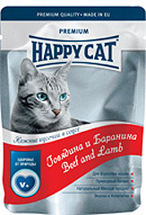 Happy Cat (Хэппи Кэт) Нежные кусочки в соусе Говядина и Баранина (пауч)