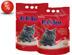 Наполнитель Pi-Pi-Bent Классик комкующийся для кошек 2шт х 3кг (СКИДКА 10%)