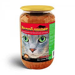 Ночной охотник консервы для кошек Кролик/гусь 650грх8шт (стекло)