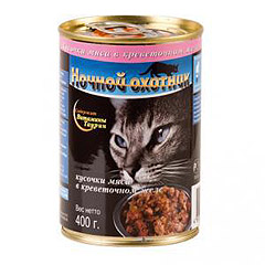 Ночной охотник Кусочки мяса в желе креветочное желе 400гр. х 20 шт.