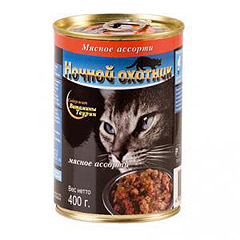 Ночной охотник Кусочки мяса в желе мясное ассорти 400гр. х 20 шт.