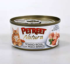 PETREET Tonno Rosa con Pesce Bianco (Петрит) консервы для кошек Кусочки розового тунца с рыбой дорадо