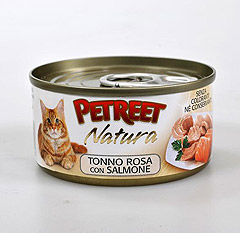 PETREET Tonno Rosa con Salmone (Петрит) консервы для кошек Кусочки розового тунца с лососем