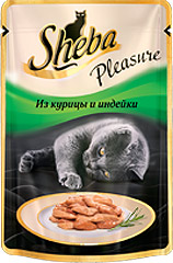 Sheba (Шеба) Пауч для кошек Плежер Курица и индейка
