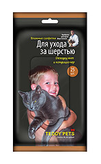 Teddy Pets Влажные салфетки для ухода за шерстью Дезодорант+кондиционер (25 шт)