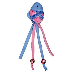 TRIXIE Игрушка для кошек "Рыбка с бусинами", светло-голубая/розовая 16см