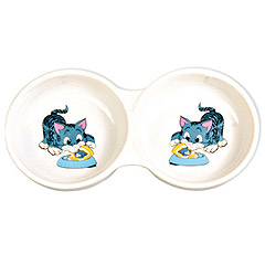 TRIXIE Миска для кошек двойная "Кошка", керамика 0,15л*ф11см